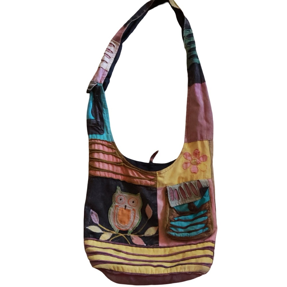 Colorful Patchwork Owl Design Women's Bag